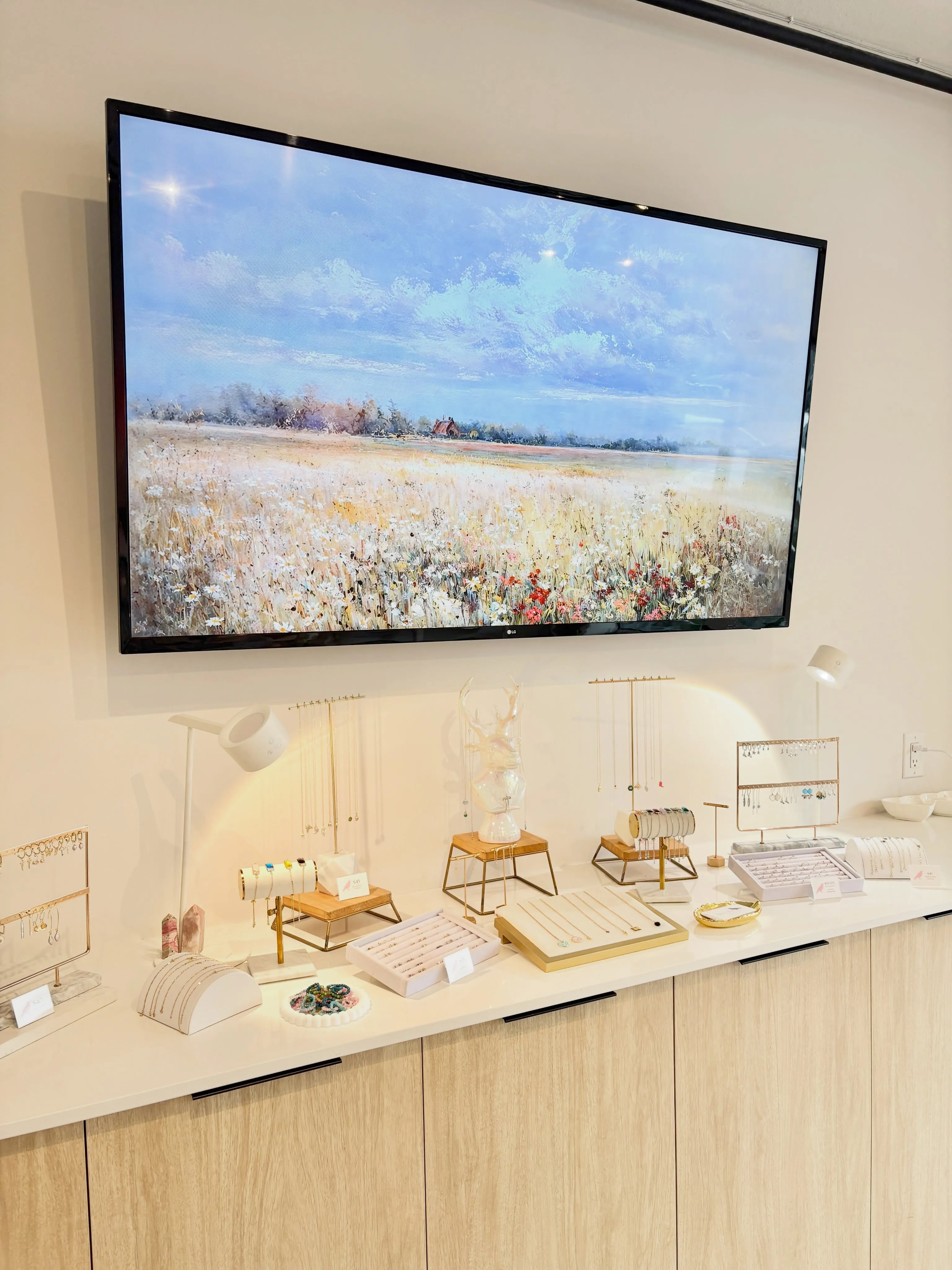 The bright boutique studio counter