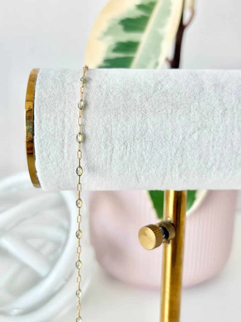 14 Karat Gold Fill "Opal Green" Enamel Chain — permanent jewellery chain