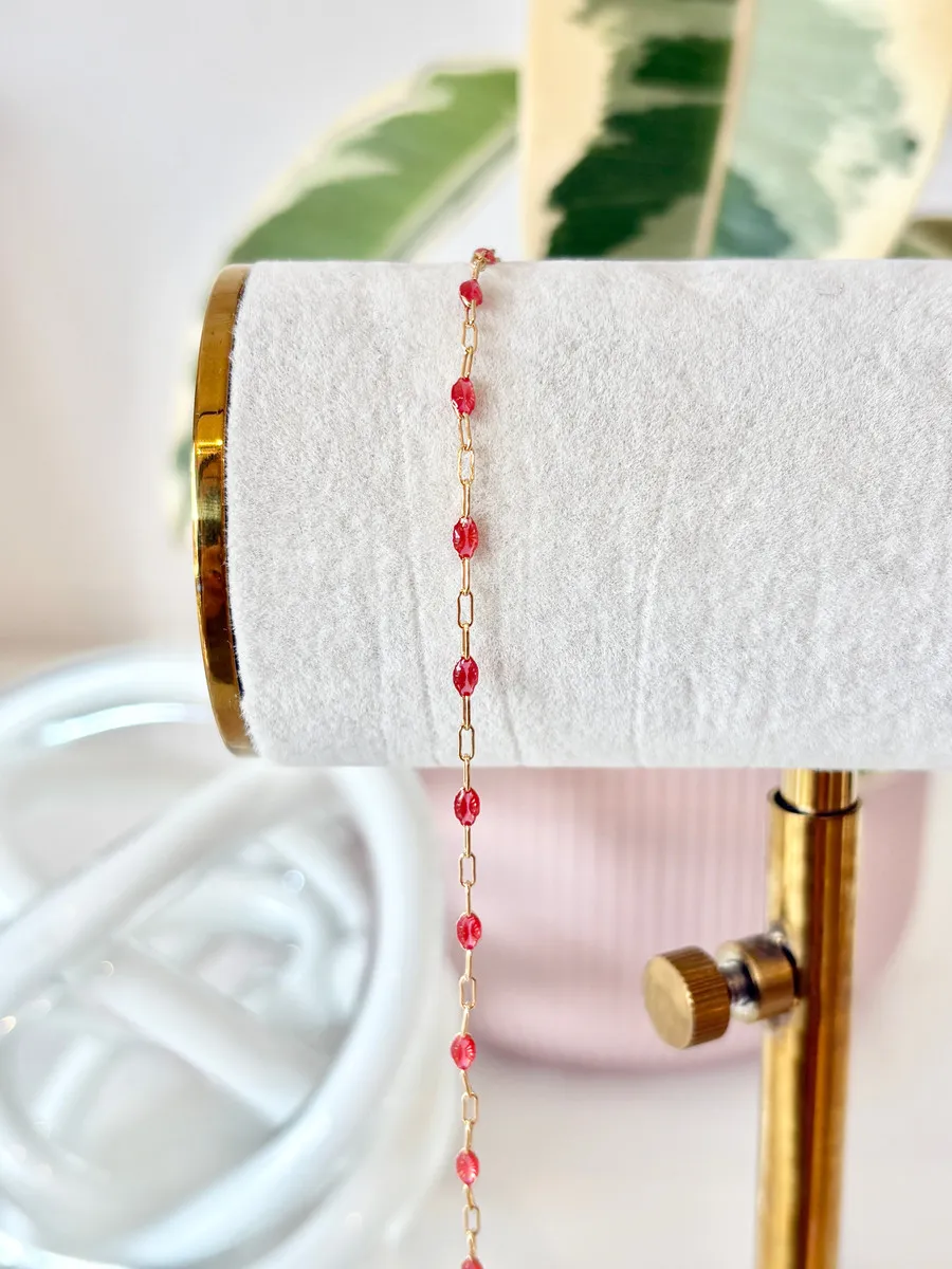 14k Gold Fill "Coral" Enamel Chain — permanent jewellery chain