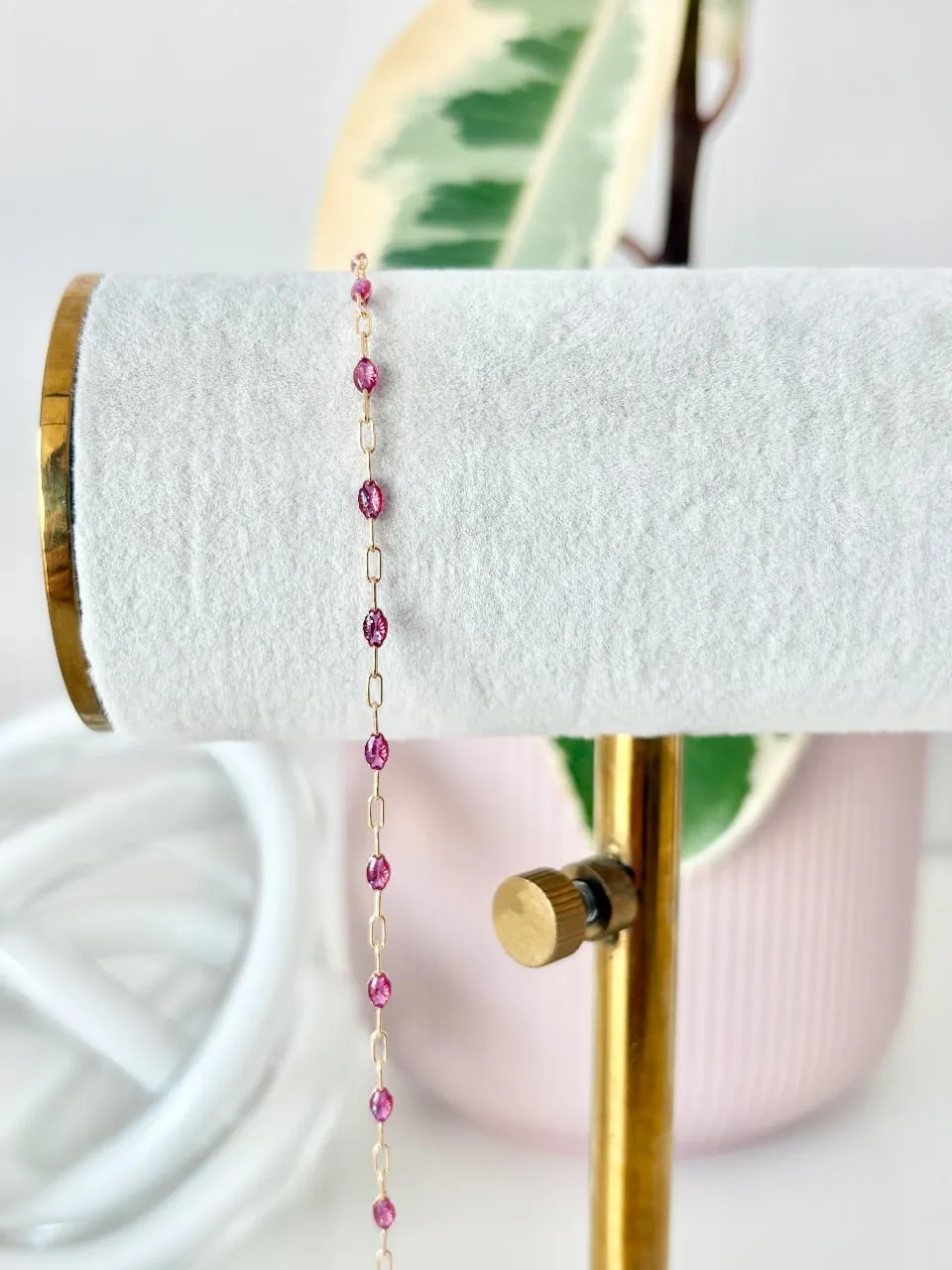 14k Gold Fill "Fuchsia" Enamel Chain — permanent jewellery chain