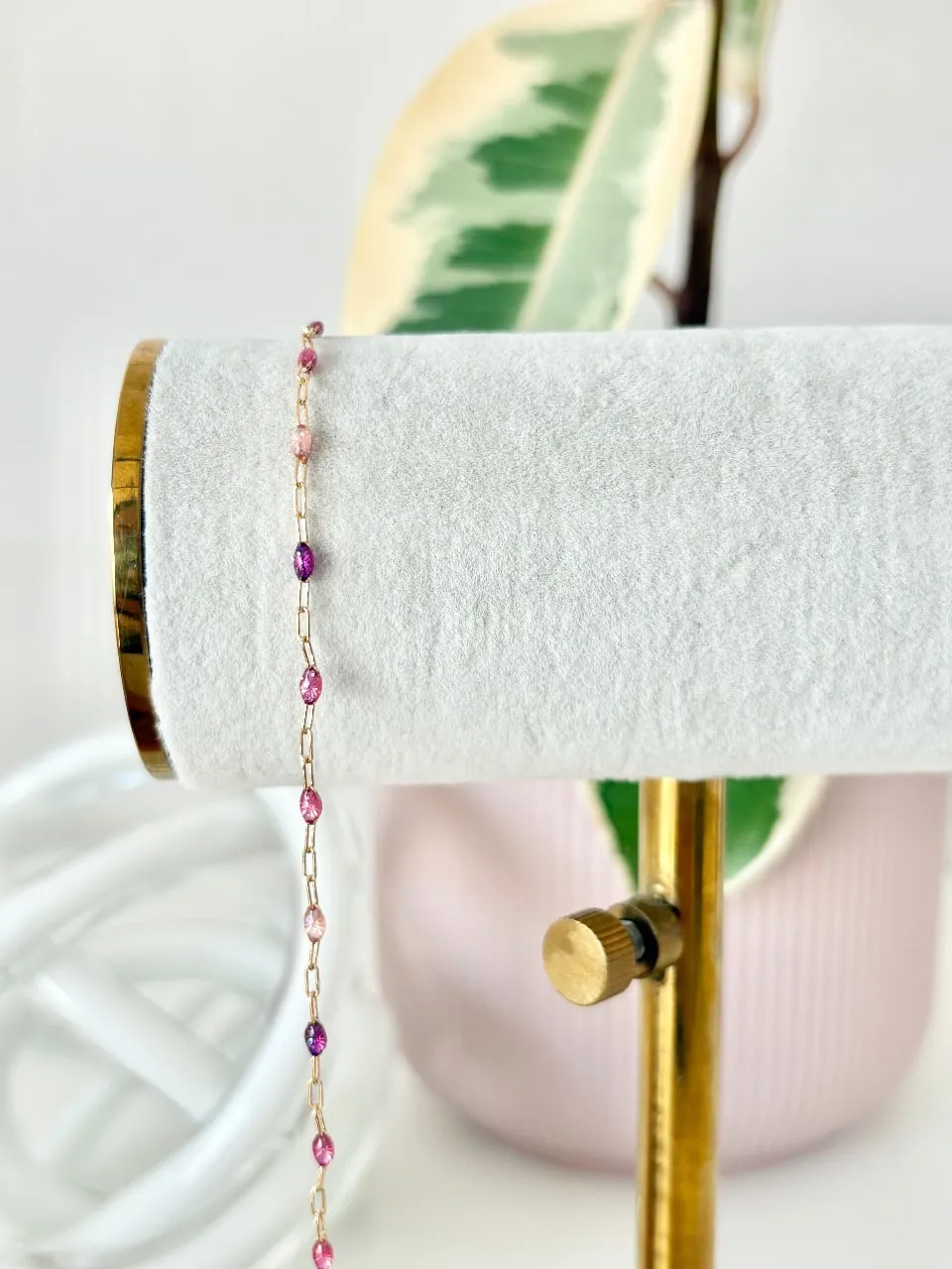 14k Gold Fill "Purple & Pink Opal" Enamel Chain — permanent jewellery chain