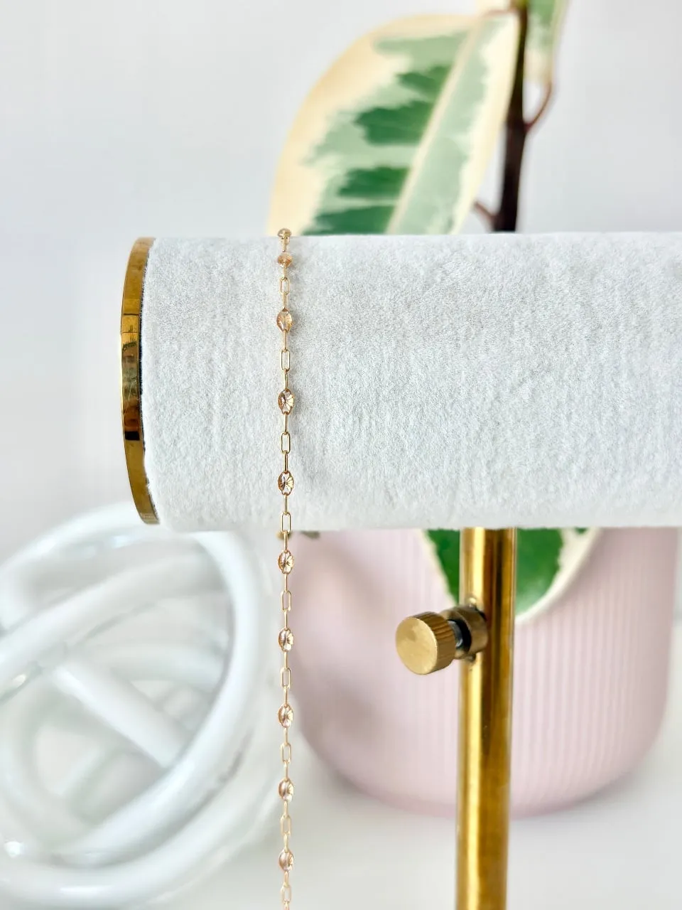 14k Gold Fill "Champagne" Enamel Figaro Chain — permanent jewellery chain