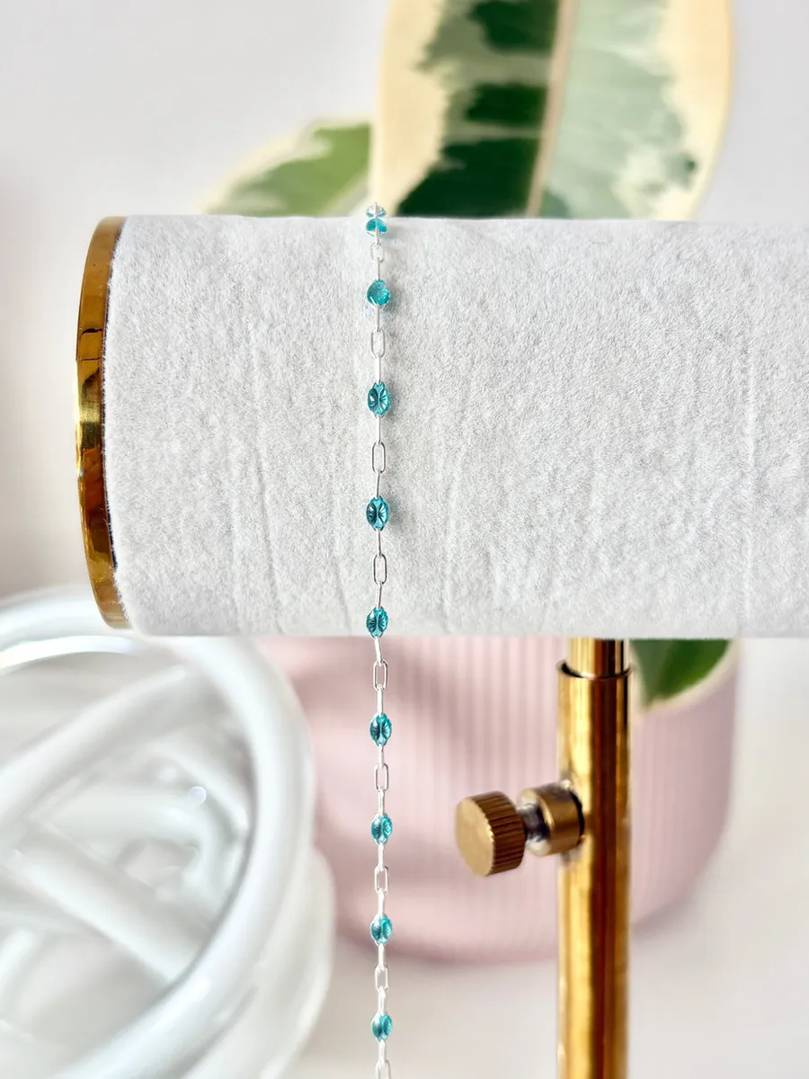 Sterling Silver "Aqua" Enamel Chain — permanent jewellery chain
