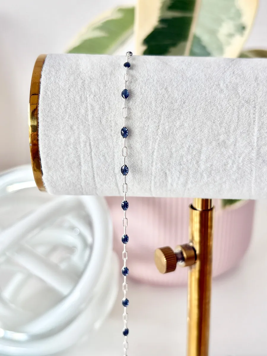 Sterling Silver "Cobalt" Enamel Chain — permanent jewellery chain