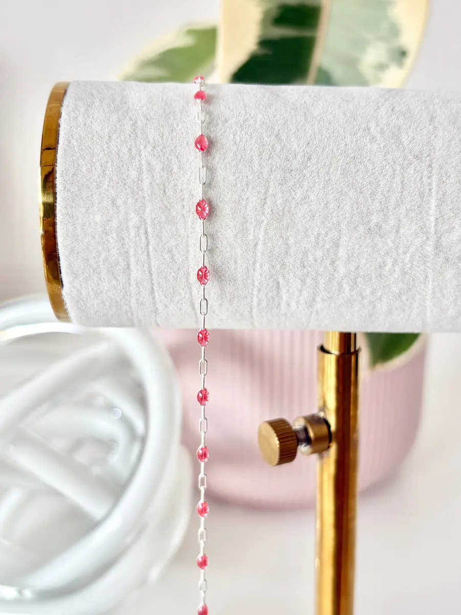 Sterling Silver "Coral" Enamel Chain — permanent jewellery chain