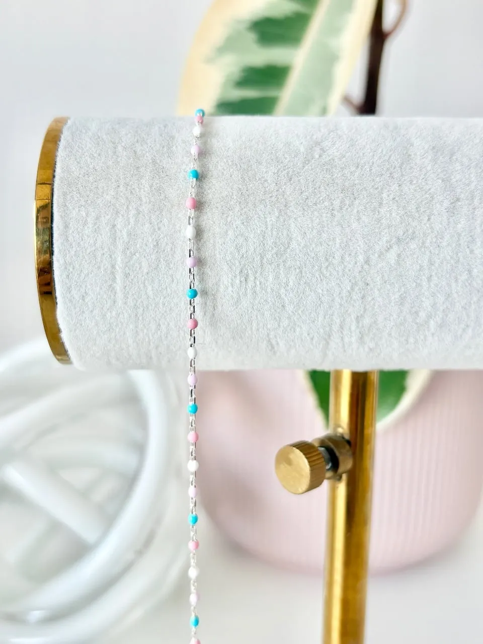 Sterling Silver "Cotton Candy" Enamel Chain — permanent jewellery chain