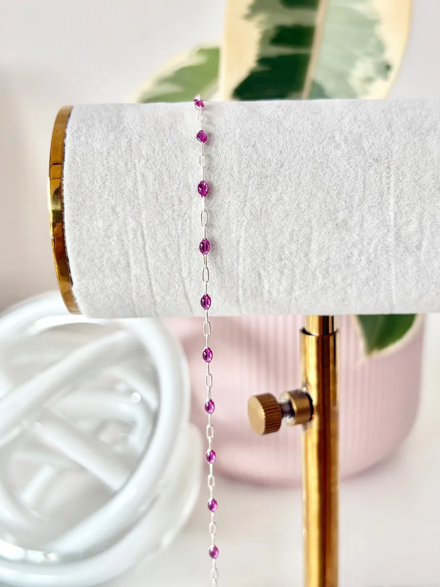 Sterling Silver "Fuchsia" Enamel Chain — permanent jewellery chain