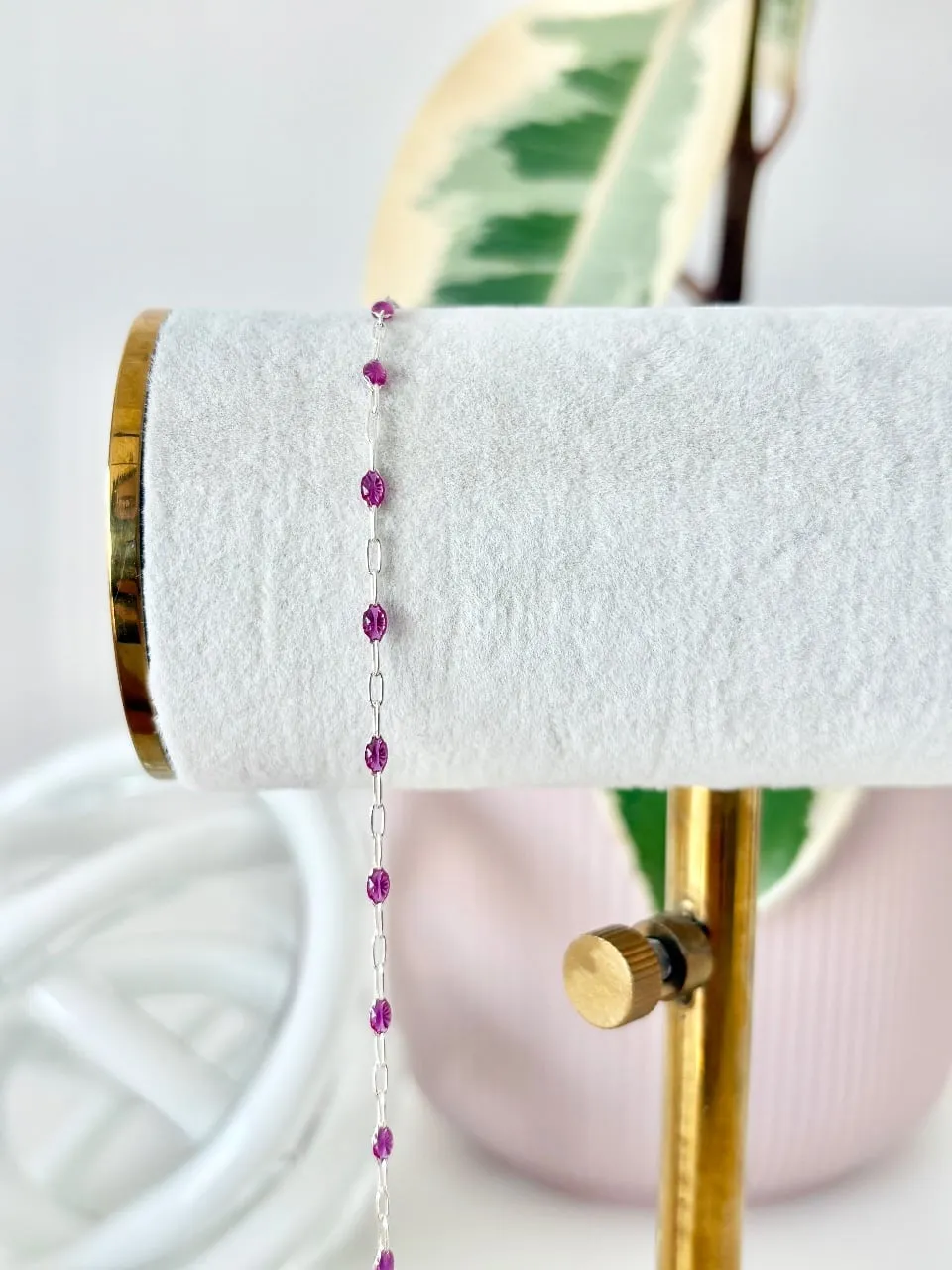 Sterling Silver "Fuchsia" Enamel Chain — permanent jewellery chain