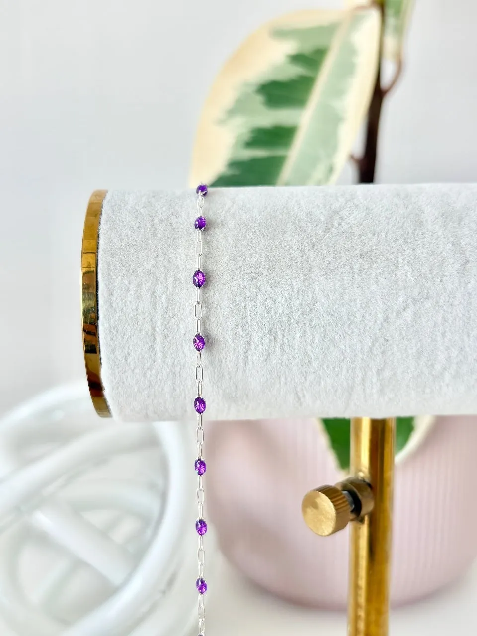 Sterling Silver "Opal Purple" Enamel Chain — permanent jewellery chain
