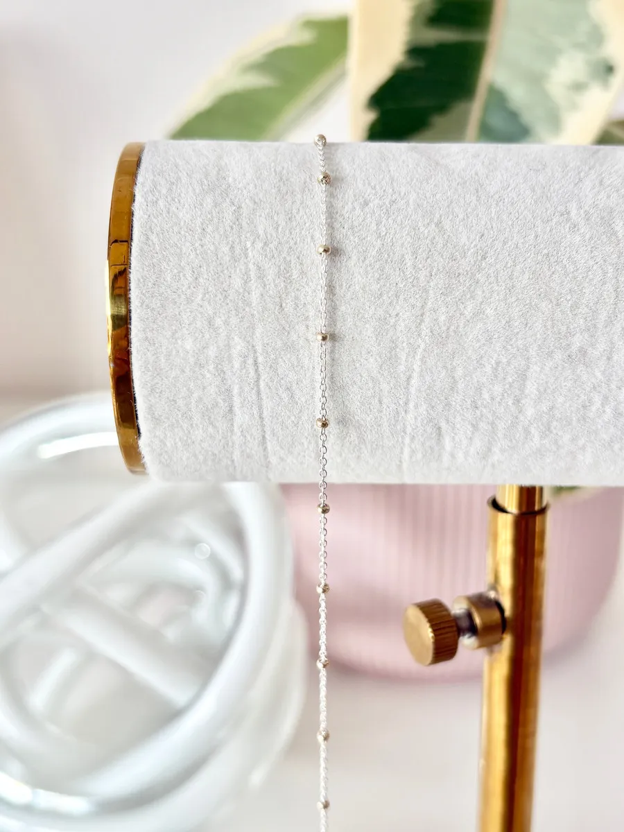 Sterling Silver Satellite Chain With Gold — permanent jewellery chain