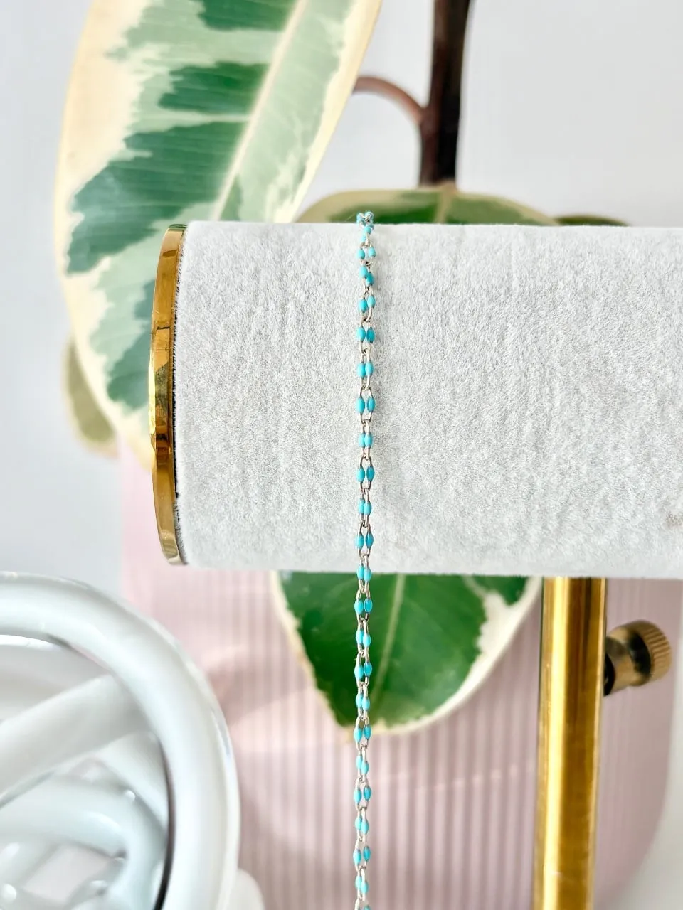Sterling Silver "Tiffiany Blue" Enamel Chain — permanent jewellery chain