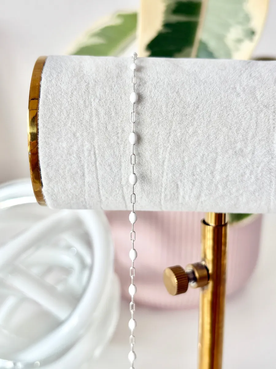 Sterling Silver "White" Enamel Chain — permanent jewellery chain
