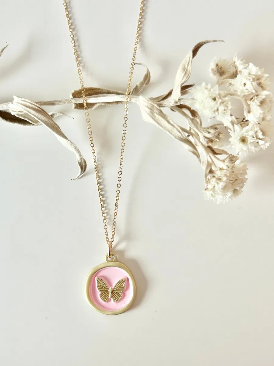 Butterfly Stamp Necklace — handmade by Dirty Bird Jewellery