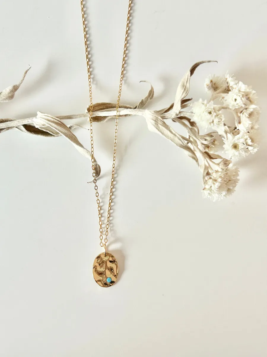 Hammered Oval Pendant — handmade by Dirty Bird Jewellery
