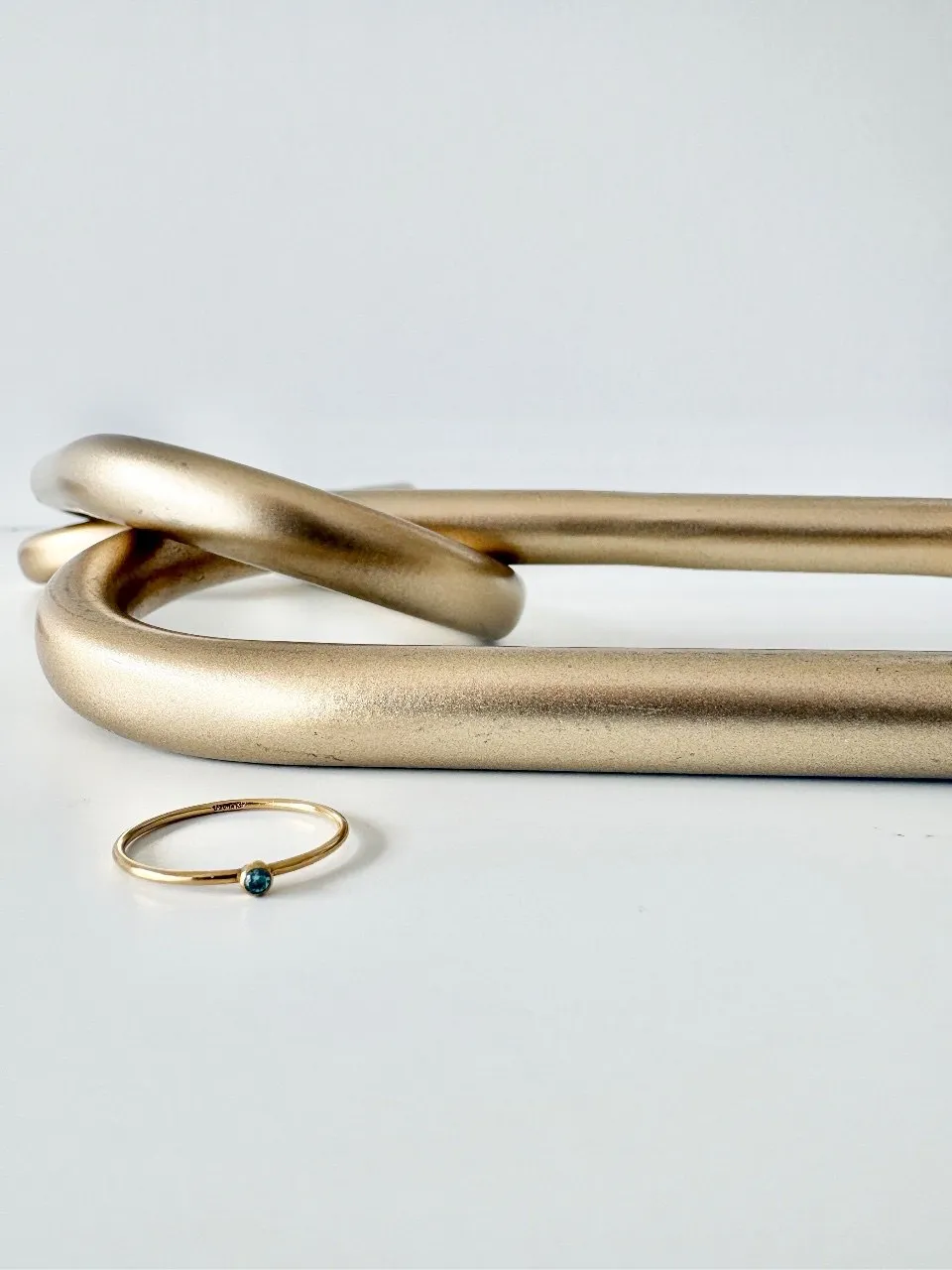 Gold Fill Light Blue Stacking Ring Size 7 — handmade by Dirty Bird Jewellery