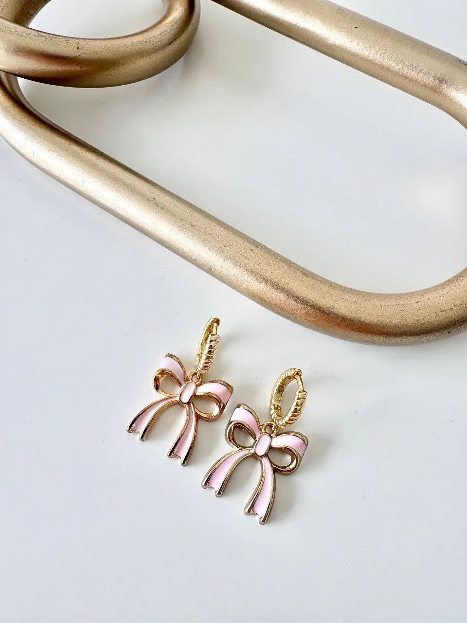 Pink Bow Drop Earrings — handmade by Dirty Bird Jewellery