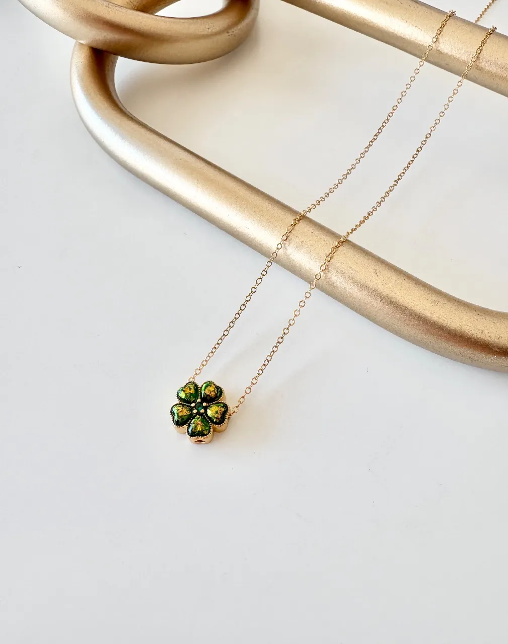 Green Opal Clover Necklace — handmade by Dirty Bird Jewellery