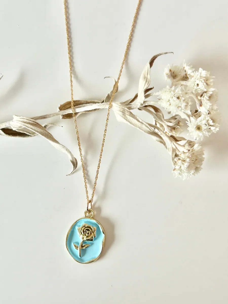 Stamped Rose Necklace — handmade by Dirty Bird Jewellery