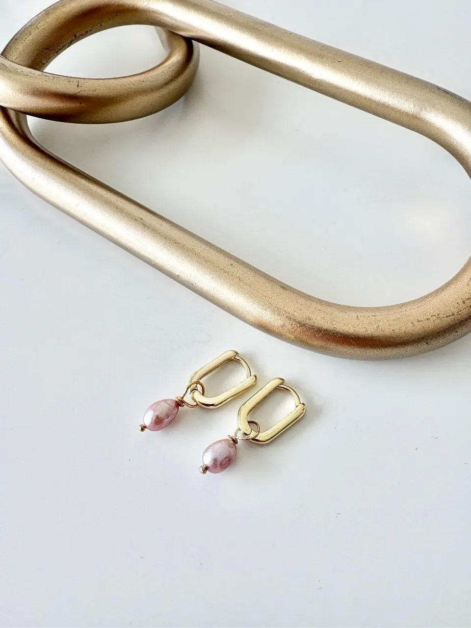 Pink Pearl Drop Earrings — handmade by Dirty Bird Jewellery