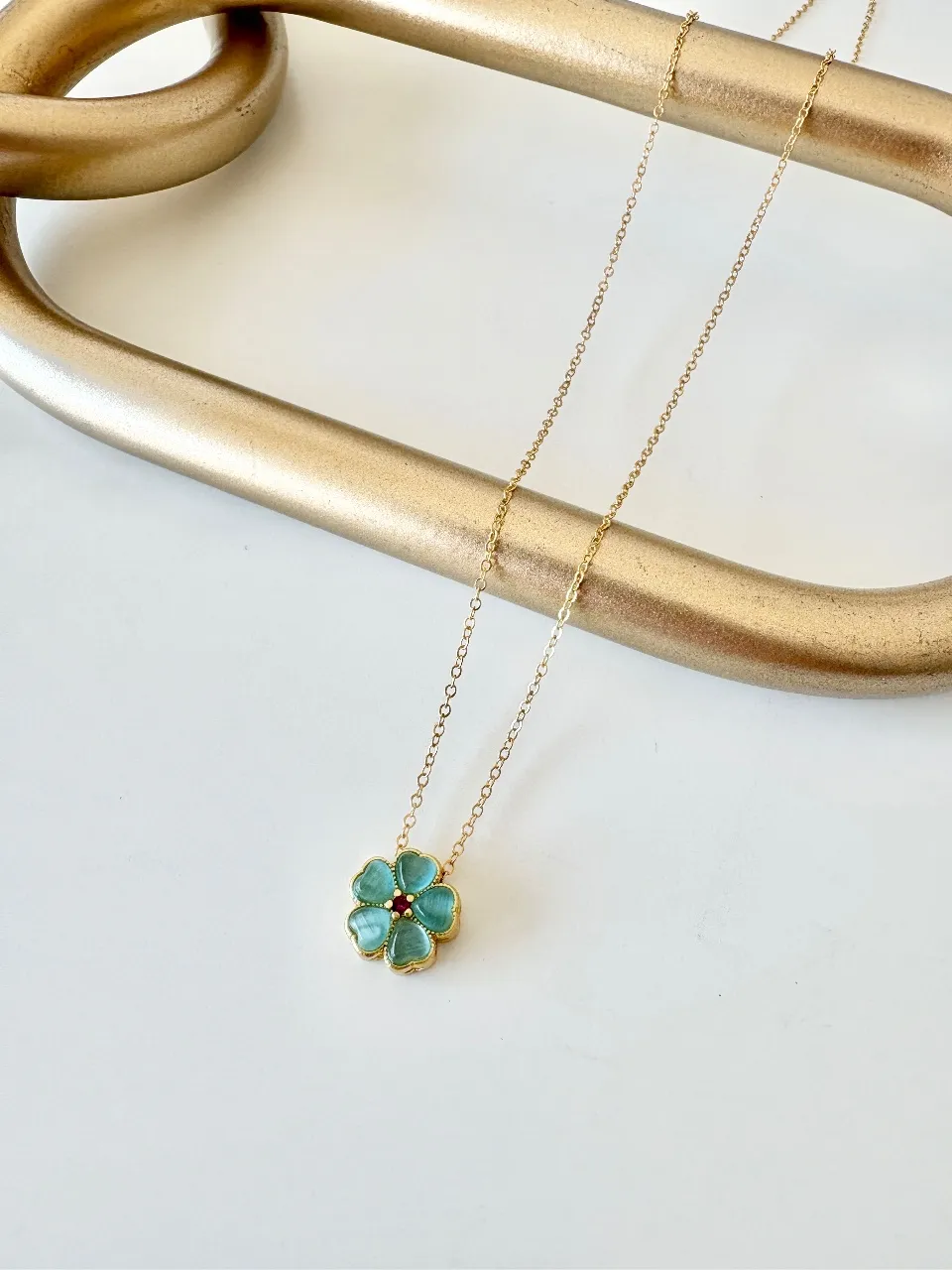 Green Flower Necklace — handmade by Dirty Bird Jewellery