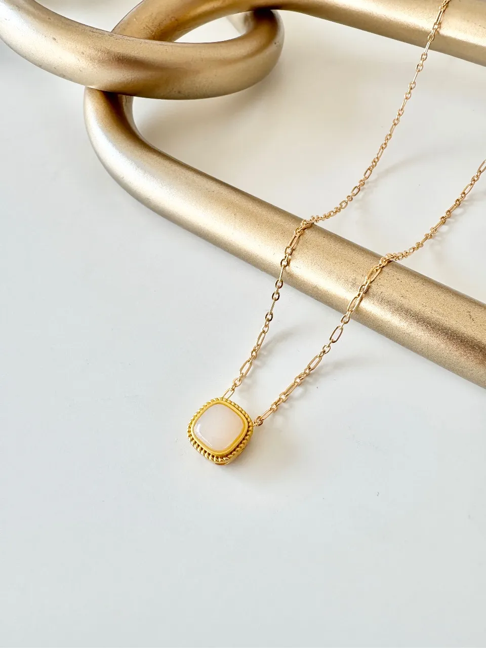 Square Stone Pendant Necklace — handmade by Dirty Bird Jewellery