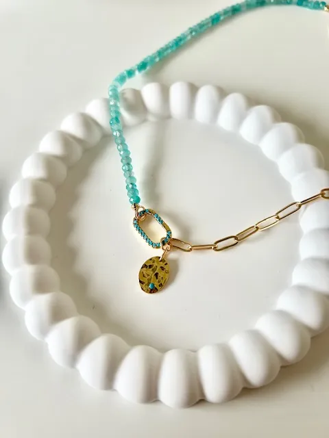 Paperclip & Stone Choker with Front Clasp — handmade by Dirty Bird Jewellery