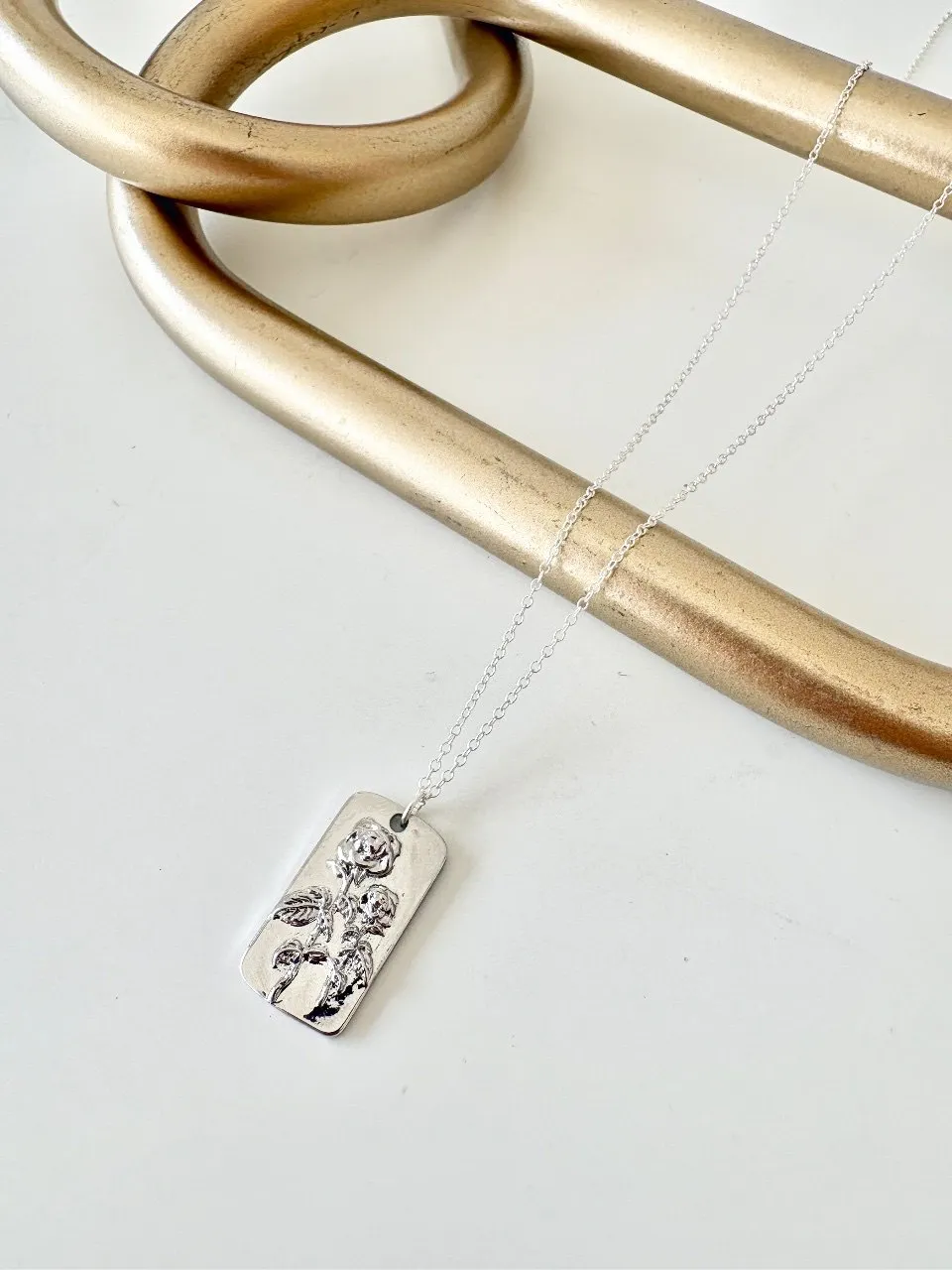 Rose Stamp Necklace — handmade by Dirty Bird Jewellery