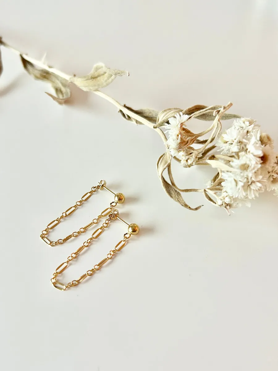 Permanent Chain Earrings Single Loop — handmade by Dirty Bird Jewellery
