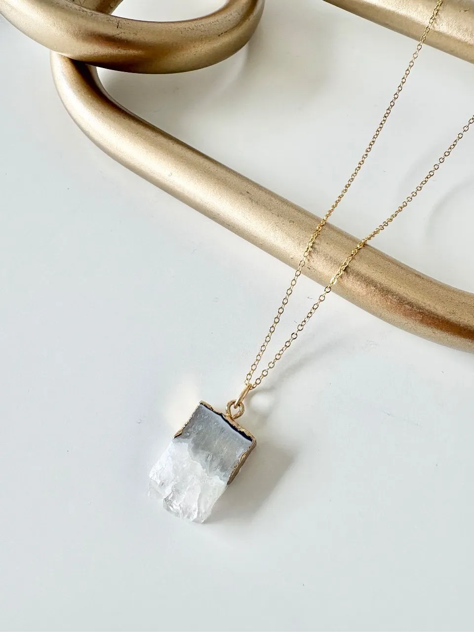 Raw Quartz Slice Necklace — handmade by Dirty Bird Jewellery