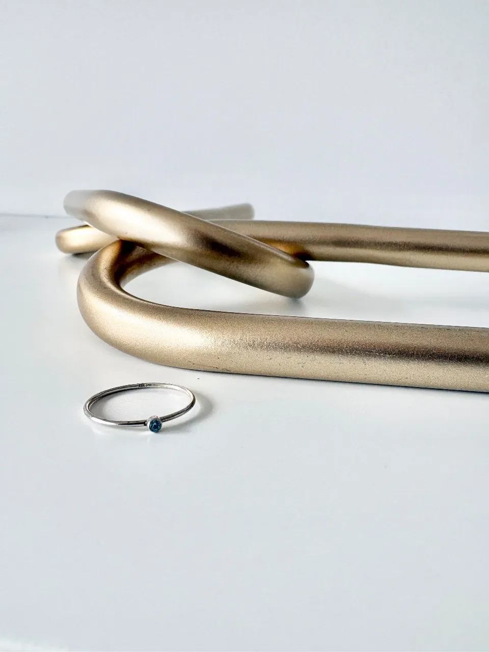 Sterling Silver Light Blue Stacking Ring Size 7 — handmade by Dirty Bird Jewellery