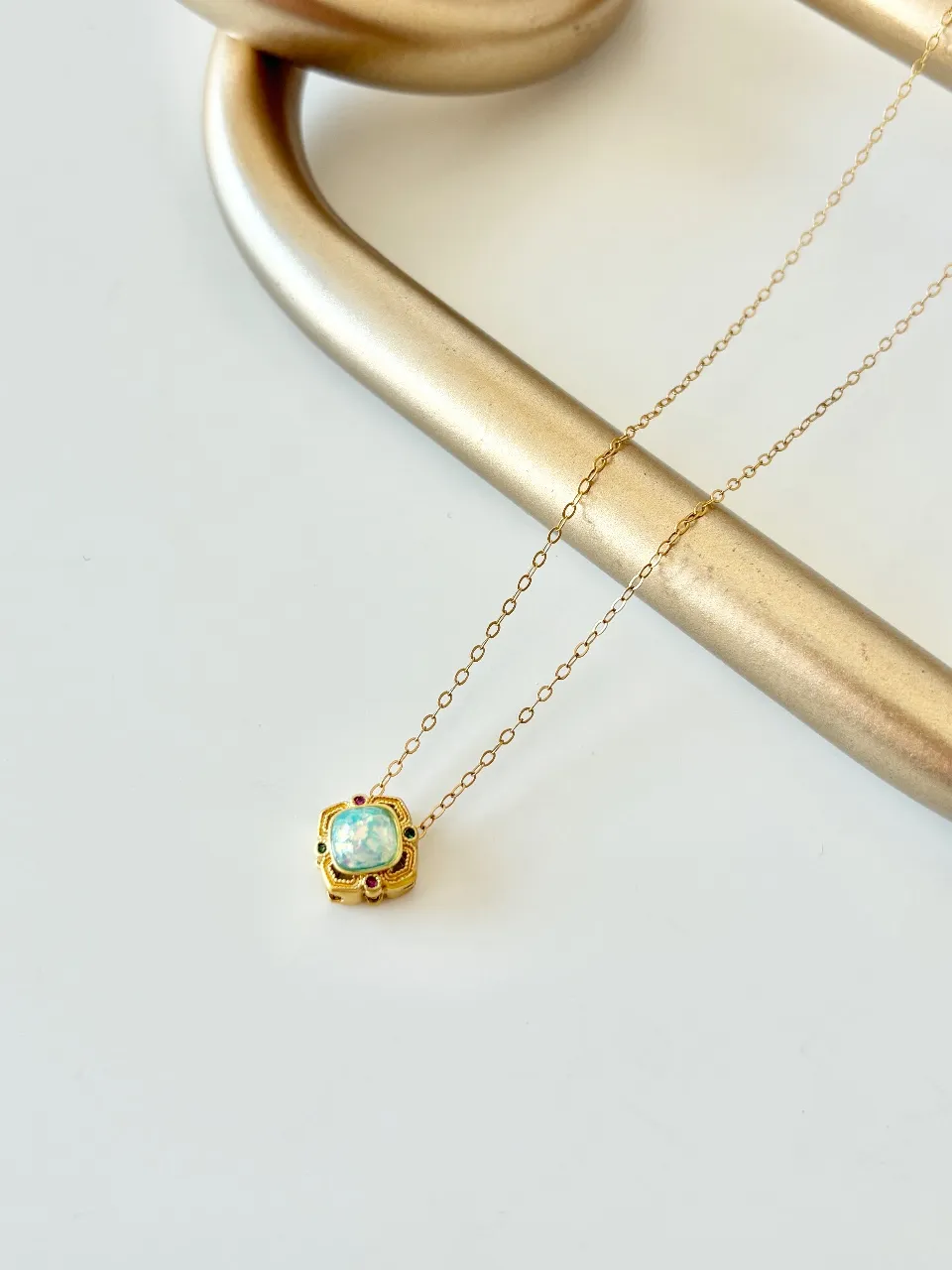Opal Clover Necklace — handmade by Dirty Bird Jewellery