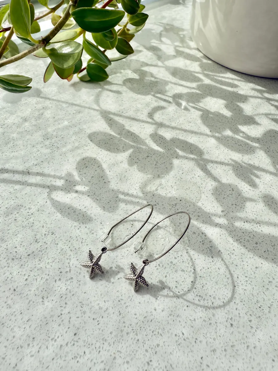 Sea Star Silver Hoops — handmade by Dirty Bird Jewellery