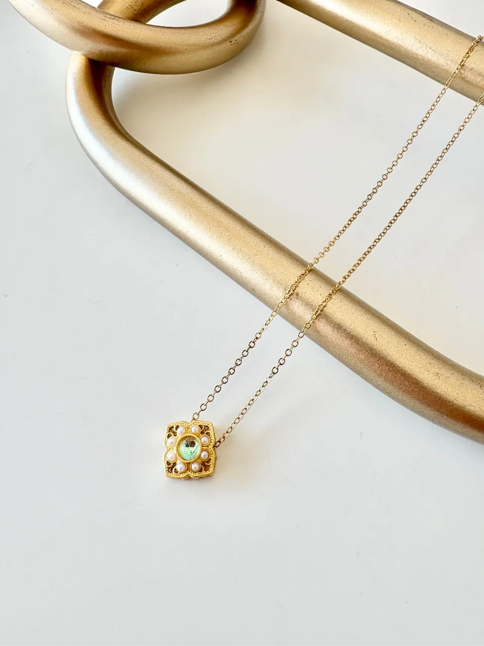 Pearl & Stone Pendant Necklace — handmade by Dirty Bird Jewellery