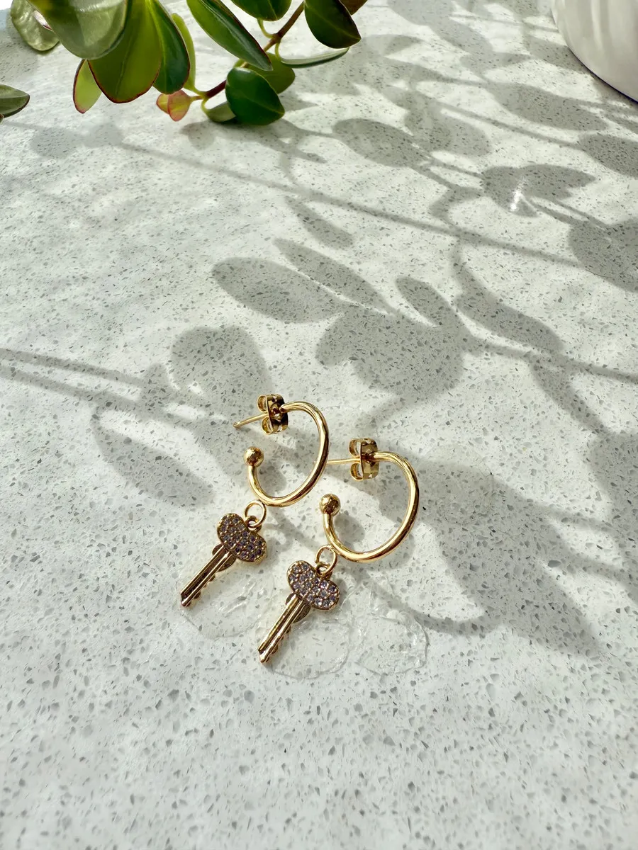 Crystal Key Earrings — handmade by Dirty Bird Jewellery