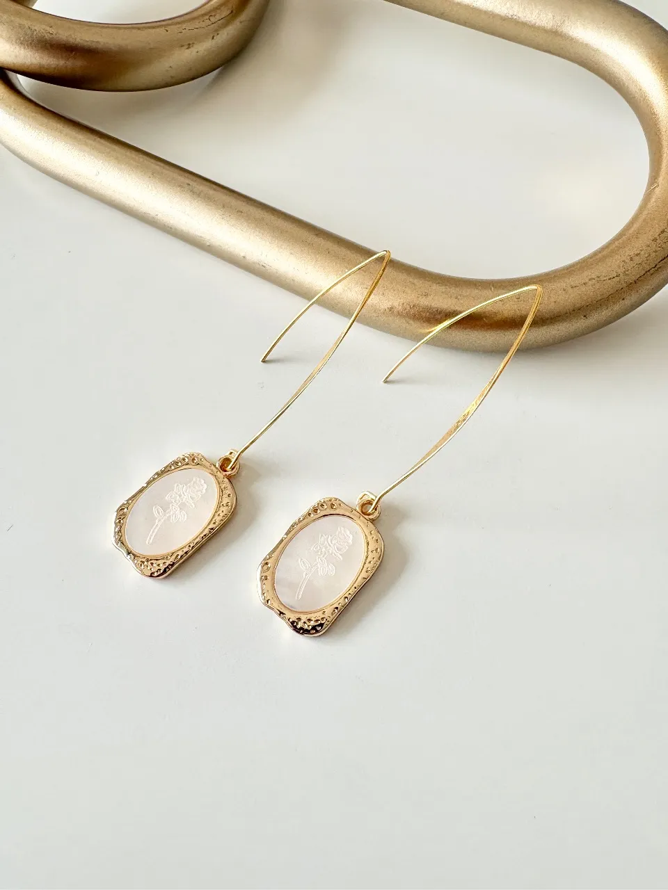 Rose Shell Drop Earrings — handmade by Dirty Bird Jewellery