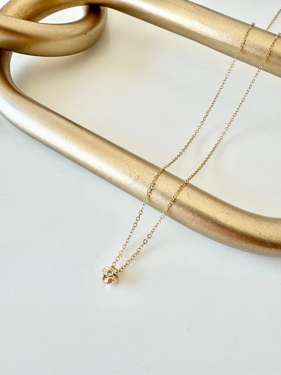 Gold Flower Clear Pendant Necklace — handmade by Dirty Bird Jewellery
