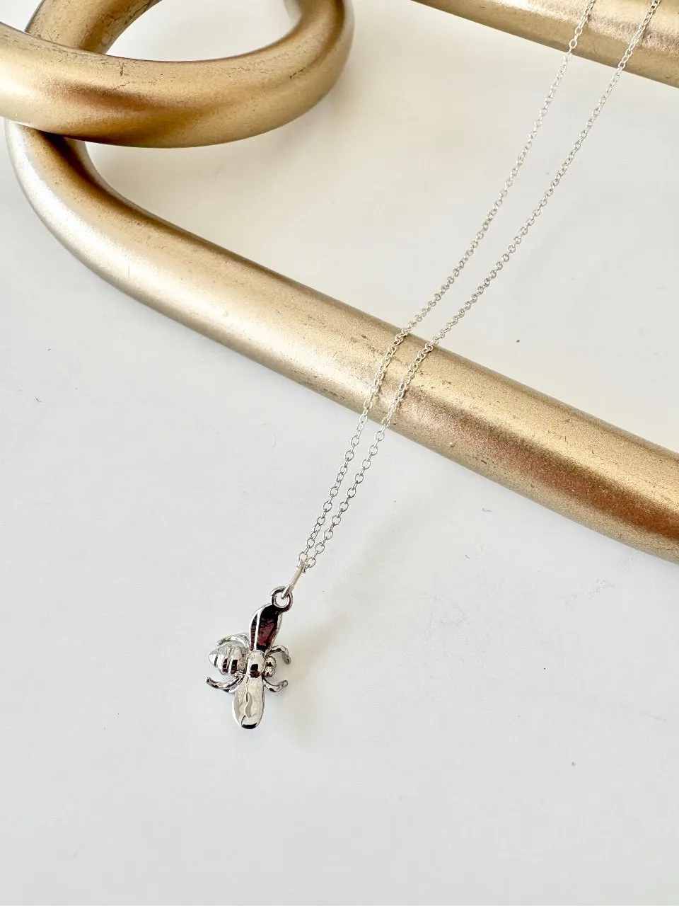 Silver Bee Necklace — handmade by Dirty Bird Jewellery