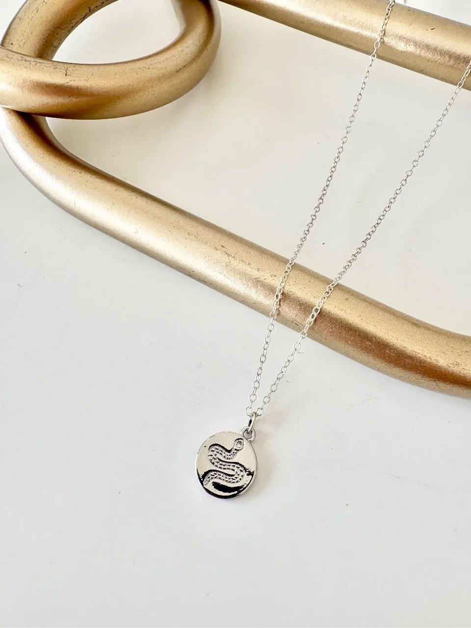 Snake Stamp Necklace — handmade by Dirty Bird Jewellery