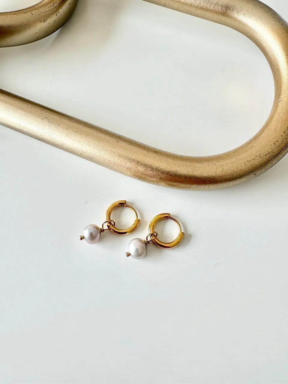 Pearl Drop Hoop Earrings — handmade by Dirty Bird Jewellery