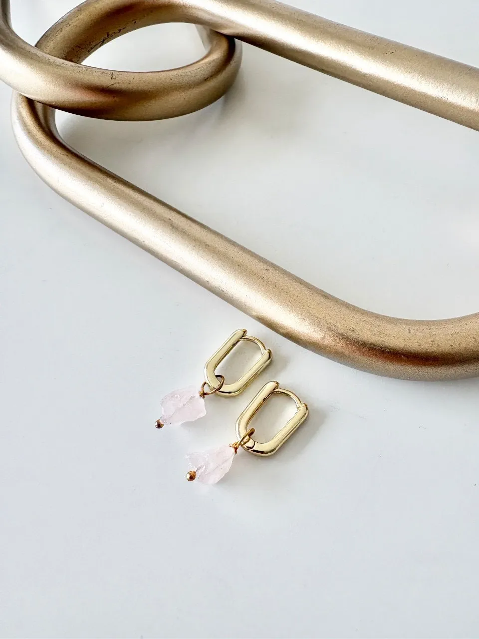 Rose Quartz Earrings — handmade by Dirty Bird Jewellery