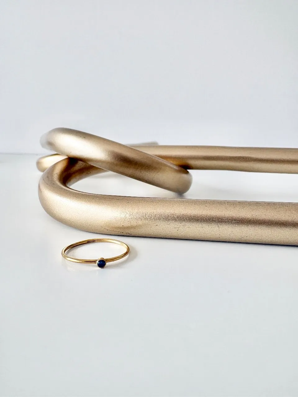 Gold Fill Dark Blue Stacking Ring Size 7 — handmade by Dirty Bird Jewellery