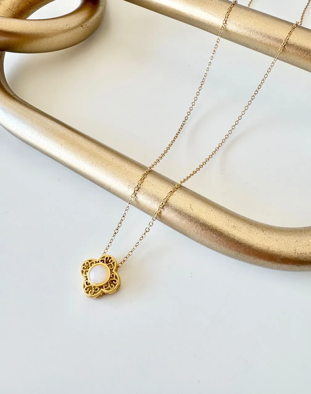 Gold Clover Necklace — handmade by Dirty Bird Jewellery