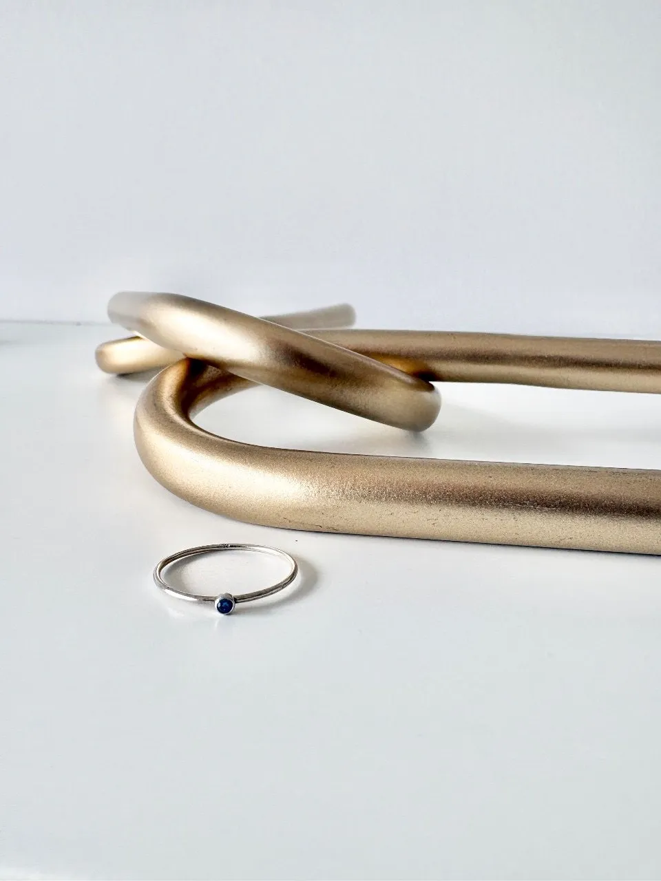 Sterling Silver Dark Blue Stacking Ring Size 7 — handmade by Dirty Bird Jewellery