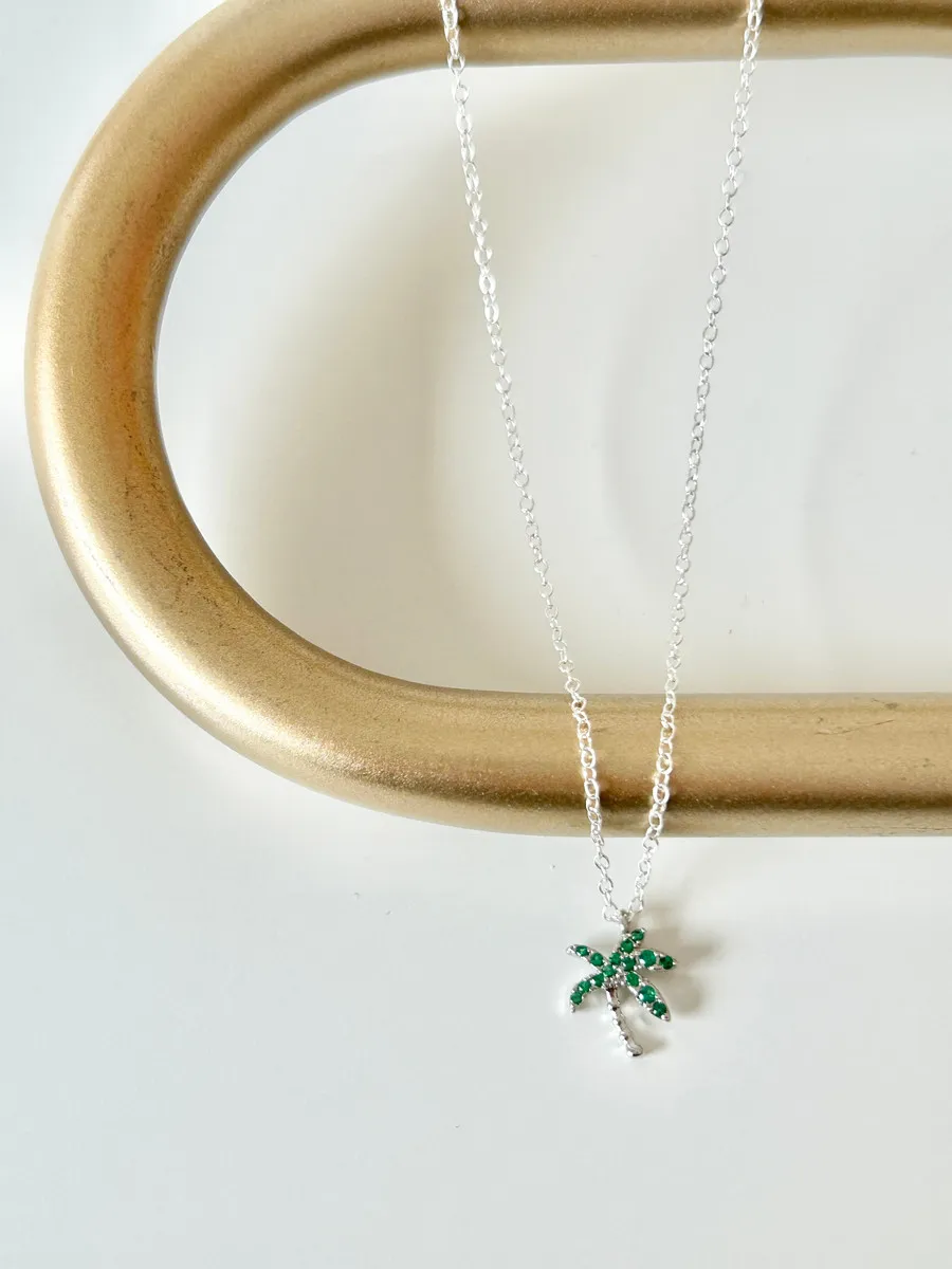 Crystal Palm Tree Necklace — handmade by Dirty Bird Jewellery
