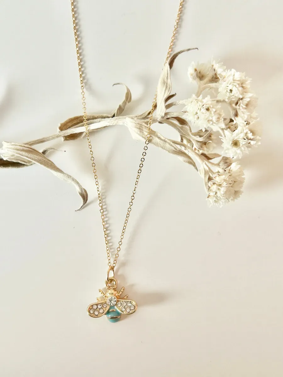 Crystal Bee Necklace — handmade by Dirty Bird Jewellery