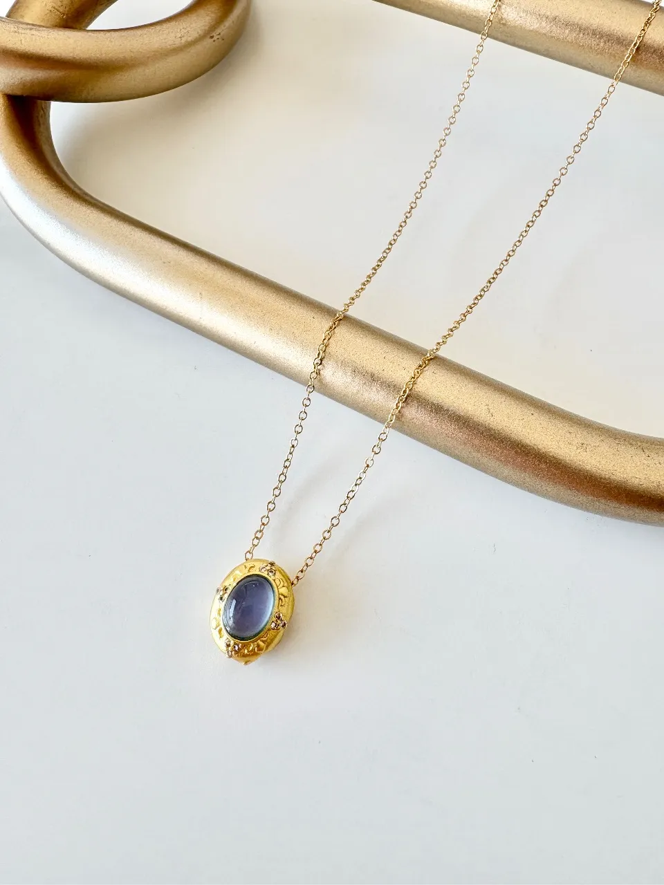 Grey Stone Pendant Necklace — handmade by Dirty Bird Jewellery