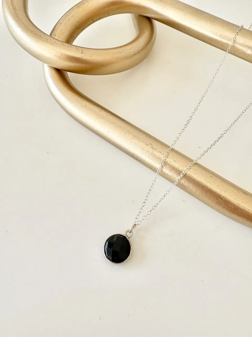 Black Stone Pendant Necklace — handmade by Dirty Bird Jewellery