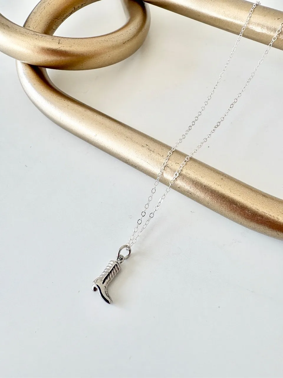 Silver Cowboy Boot Necklace — handmade by Dirty Bird Jewellery