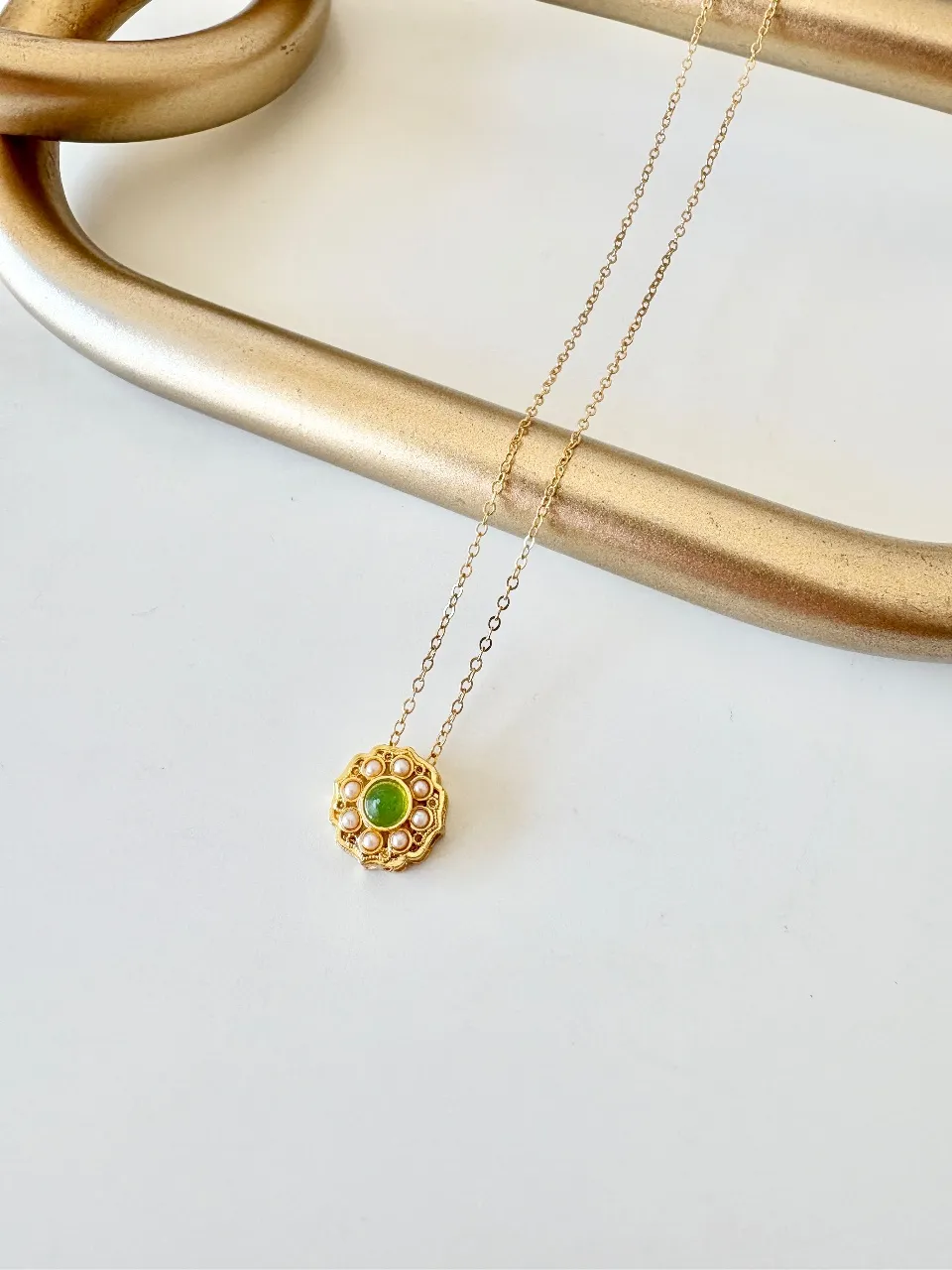 Green Stone Pearl Necklace — handmade by Dirty Bird Jewellery