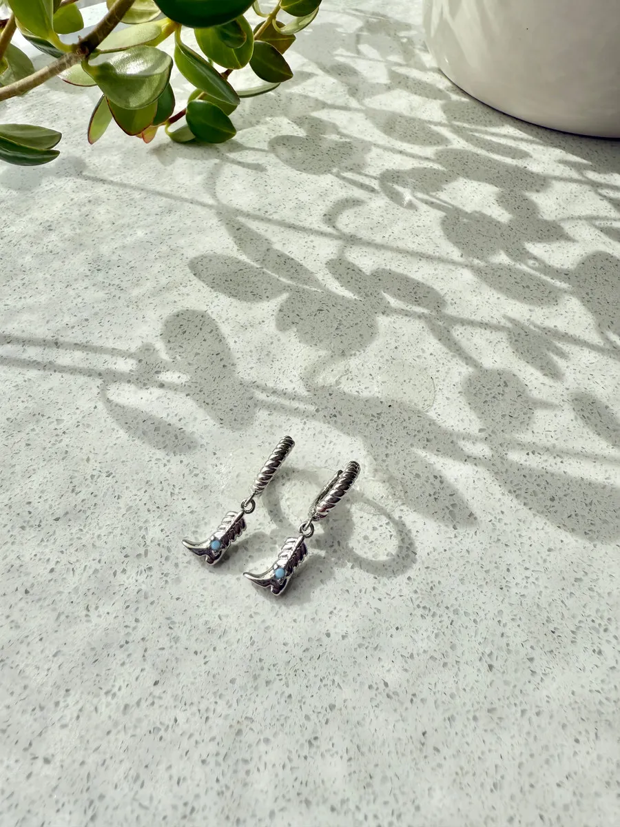 Gone Country Silver Boot Earrings — handmade by Dirty Bird Jewellery